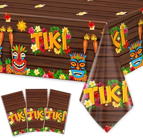 3Pcs Foil Tiki Tablecloths 54 x 108 Inches
