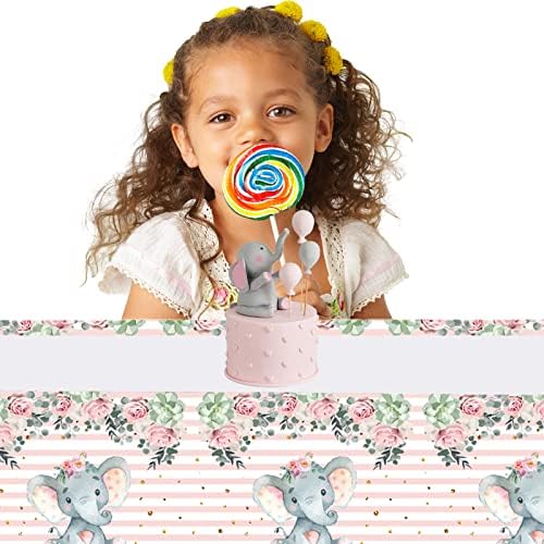 2 Pcs Pink Elephant Baby Shower Table Cover