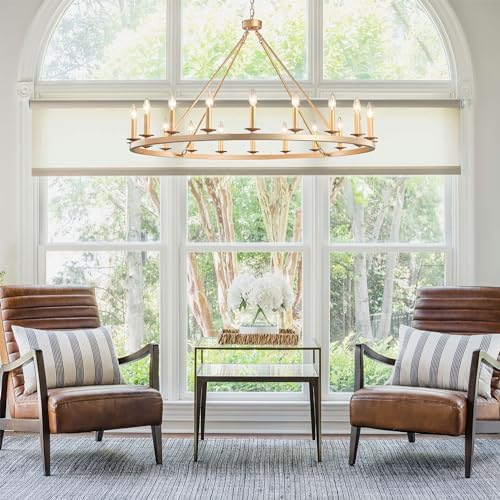 Gold Wagon Wheel Chandelier 48-Inch 20-Light
