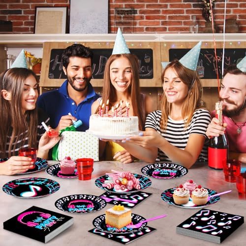 DYLIVeS 96 Pcs Music Note Party Tableware Set