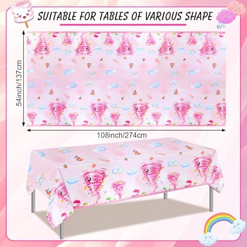 PHOGARY 2 PCS Tornado Birthday Tablecloths for Girl