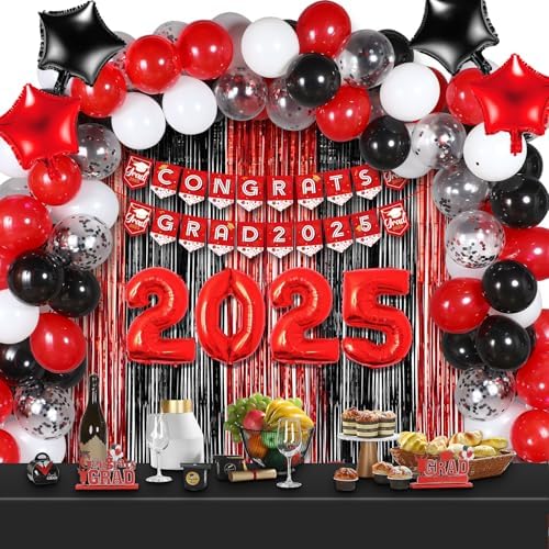 BBTO 2025 Graduation Party Decor Set Red Black