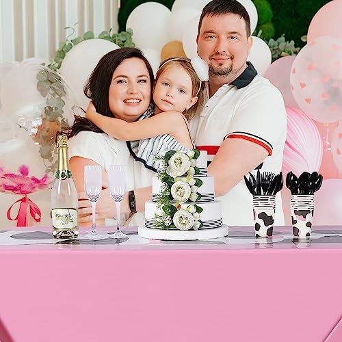 Buryeah 3 Pcs Pink Cow Table Cover Set