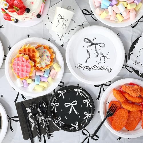 172 Pcs Black Bow Party Tableware Set for Birthday