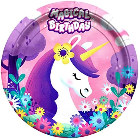 Treasures Gifted 7in Rainbow Unicorn Party Plates 16ct