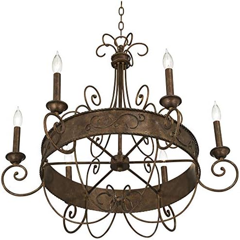 Franklin Iron Works Rust Bronze Chandelier 6 Light 30 Inch Wide