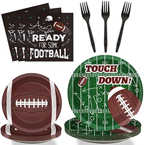 96 Piece Football Themed Tableware Set for 24 Guests