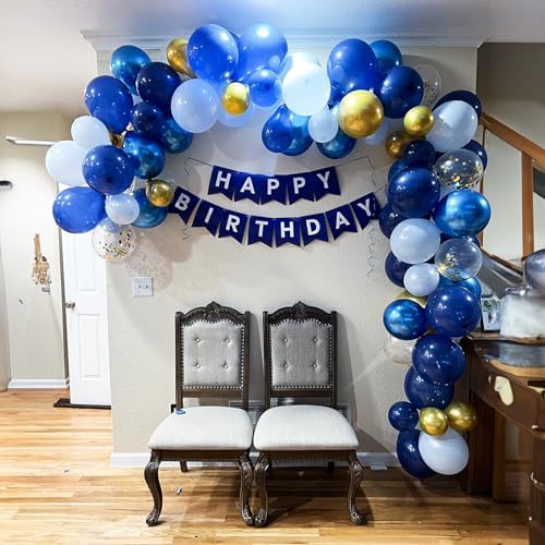 Navy Blue Gold Balloon Set 60 Pack 12 Inches