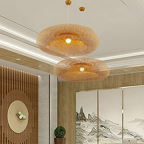 Beige Bamboo Hollow Chandelier with E26 Base
