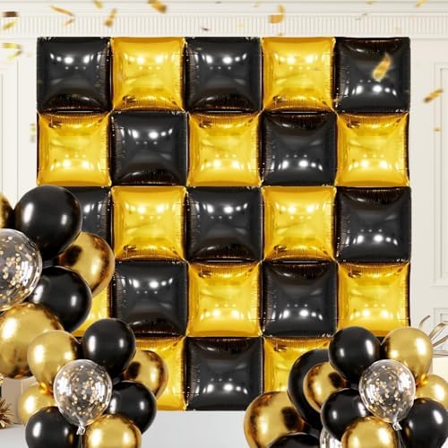 50PCS Black Gold Mylar Balloon Decor Kit