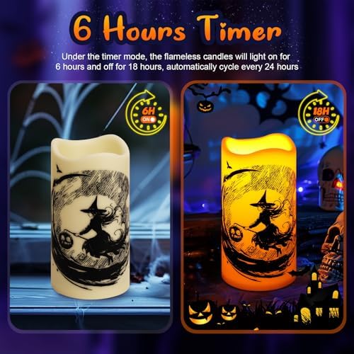 Linkax Halloween Flameless Candles with Decals 3 Pack