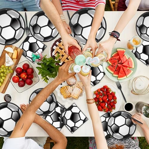 Qyeahkj Soccer Themed Plates Napkins Party Supplies