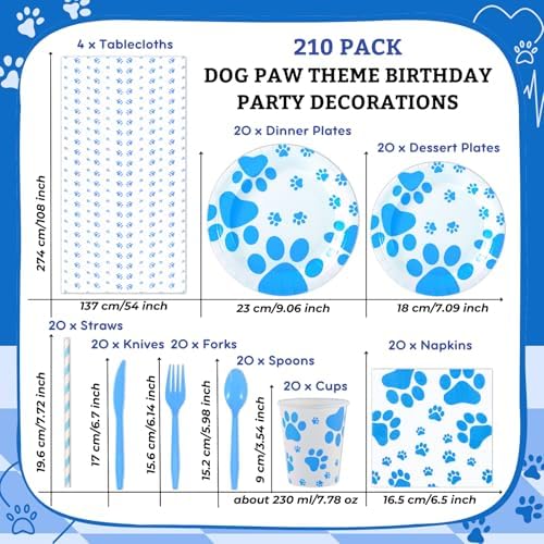 210pcs Paw Patrol Birthday Decor Set for Doggy Party