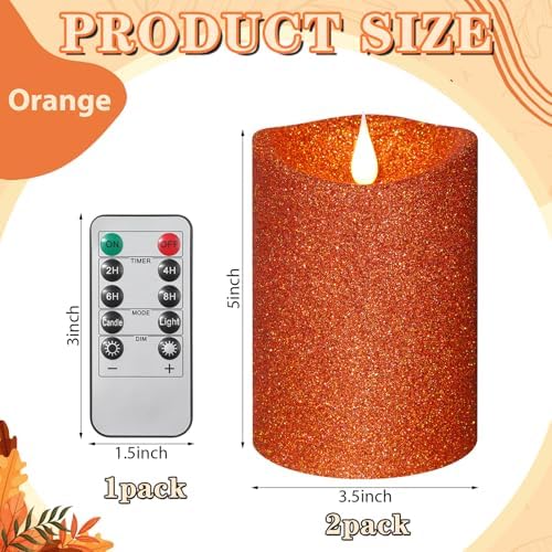 Retisee 2 Pcs Glitter Flameless Candles with Remote