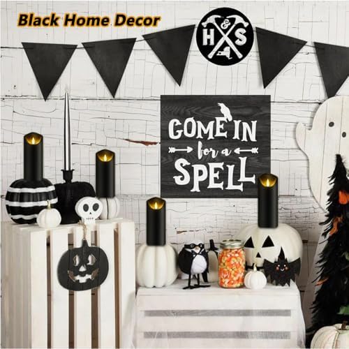 Set of 5 Black Flameless Candles with Battery and Remote