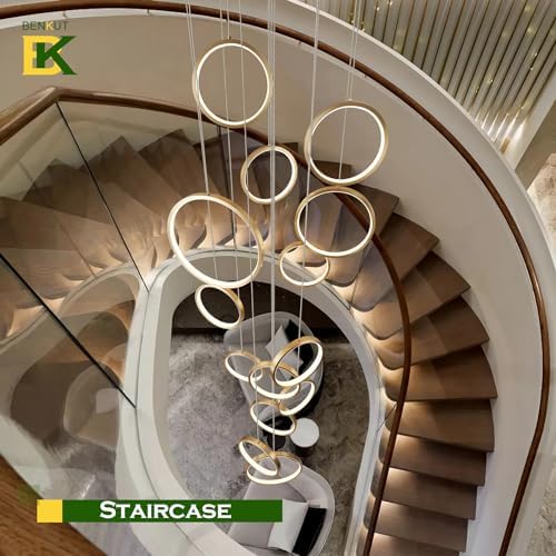 14 Ring Modern LED Chandelier for High Ceiling Entryway