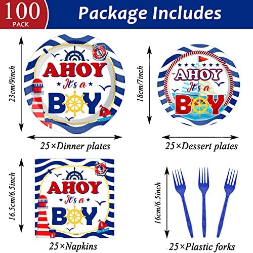 Nautical Themed Baby Shower Plates and Napkins Set