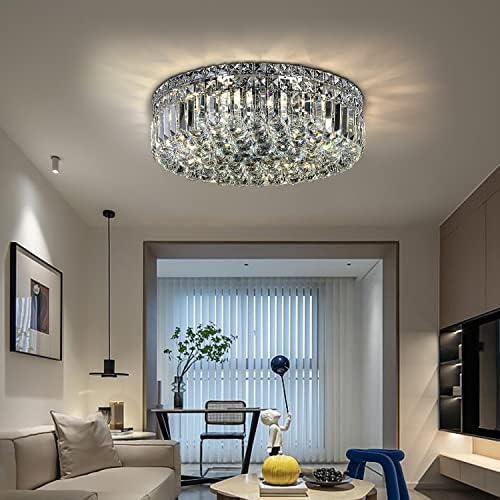 CEENLI 6-Lights Crystal Flush Mount Chandelier