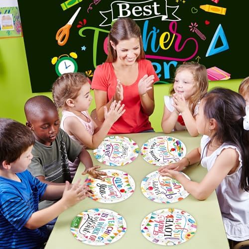 60Pcs Thank You Teacher Paper Plates for Party Supplies