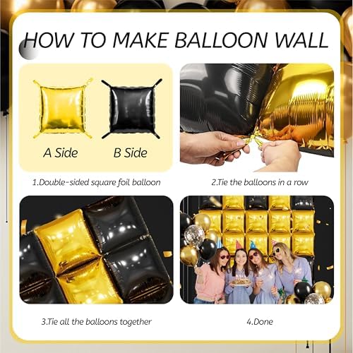 50PCS Black Gold Mylar Balloon Decor Kit