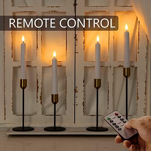 5plots 6-Pack White Flameless Taper Candles with Timer and Remote
