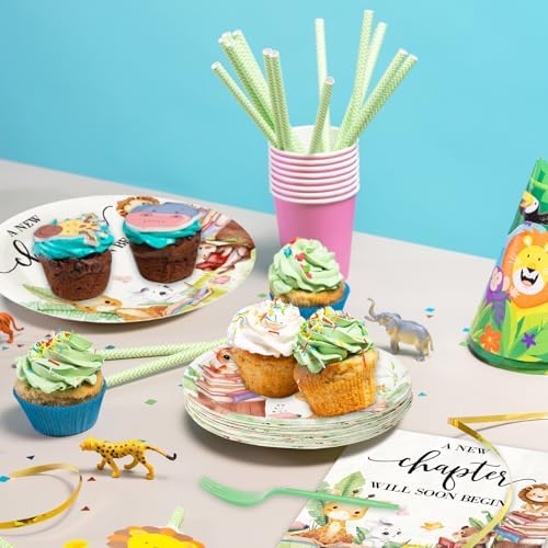 Whaline 96Pcs Storybook Baby Shower Tableware Set