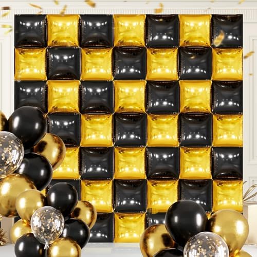 50PCS Black Gold Mylar Balloon Decor Kit