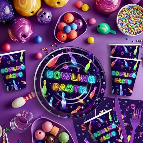Bowling Party Plates Set for 24 Guests