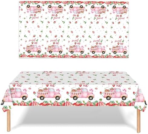 PHOGARY 3 Pack Strawberry Tablecloth Set for Birthday Parties