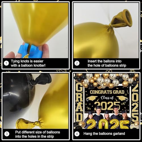 MEHOFOND 2025 Graduation Decor Kit Black Gold