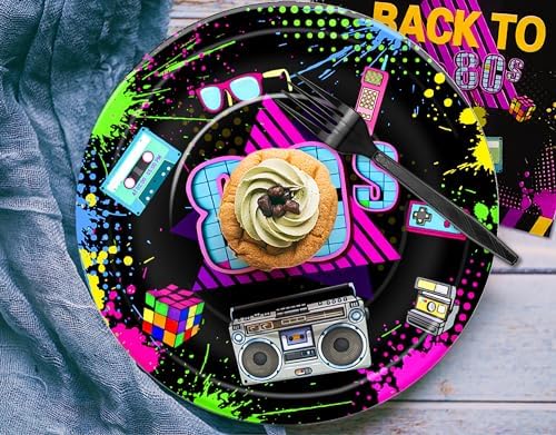 80s Theme Party Tableware 24Pcs Set