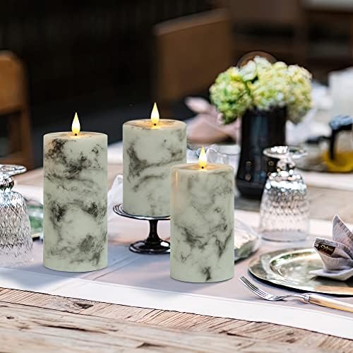 Yongmao Flameless Candles LED Real Wax 3D Wick Pillar with Remote Control