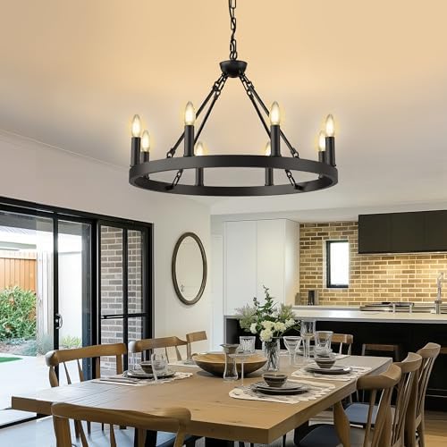 L LOHAS LED Wagon Wheel Chandelier 8-Lights 23in
