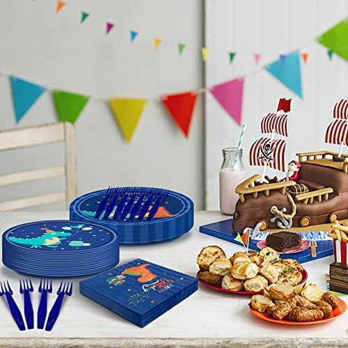 96 Pc Dinosaur Party Tableware Set for 24 Guests