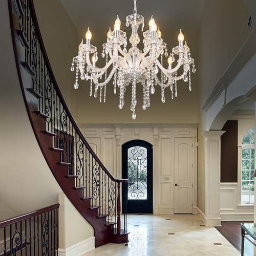 MALOSA 15 Light Crystal Chandelier for High Ceilings