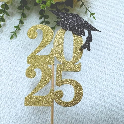 ALISSAR 18-Pack Double Sided Graduation Centerpiece Sticks - Class of 2025 Gold