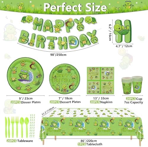 162Pcs Turtle Birthday Party Decorations Set