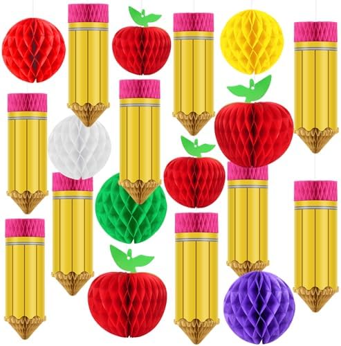 24 Pcs Back to School Hanging Pencil Decorations Set