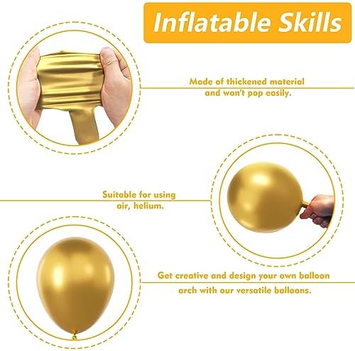 NISOCY Metallic Gold Balloon Arch Garland Kit with 33ft Ribbon