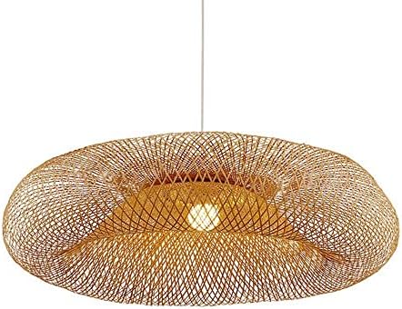 Beige Bamboo Hollow Chandelier with E26 Base