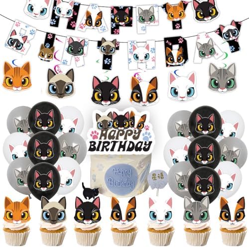 137pcs Cat Birthday Decorations Party Supplies