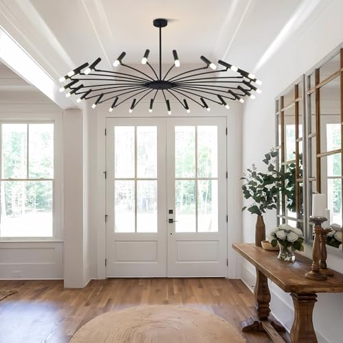 Extra Large Black Sputnik Chandelier for High Ceilings