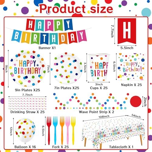 170 Pcs Birthday Party Supplies Set for Kids and Adults