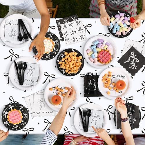 172 Pcs Black Bow Party Tableware Set for Birthday