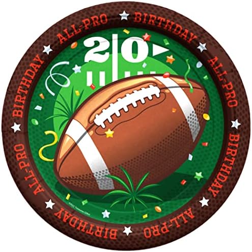Treasures Gifted Football Birthday Plates 8 Count 9 Inch