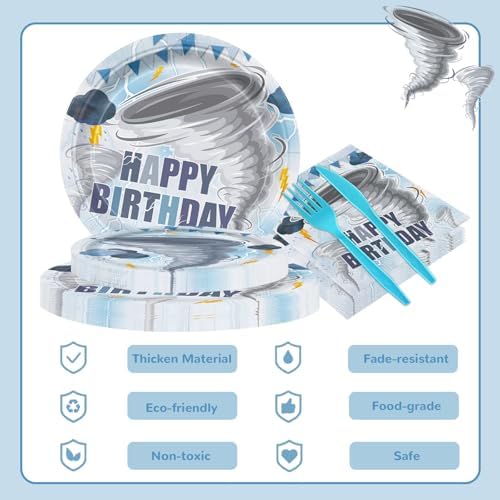 120 Pcs Tornado Party Tableware Set for 20 Guests