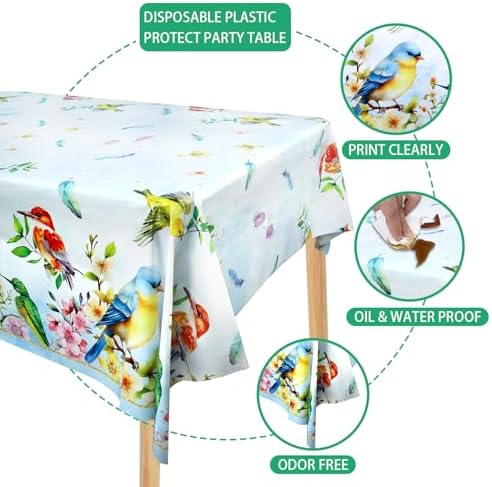 4 Pack Hummingbird Tablecloths Rectangular Covers for Party Decor