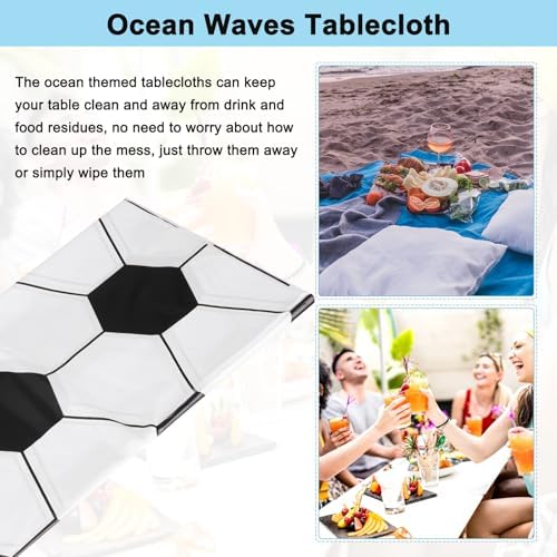 MECCANIXITY Soccer Tablecloth Set 2pcs Black White Grid 54x108 Inch