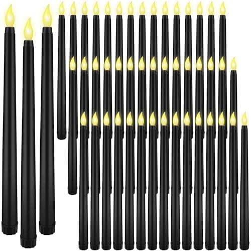 48 Pack LED Flameless Taper Candles Black