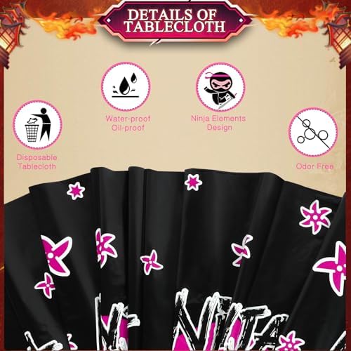 Gejoy 3 Pcs Ninja Theme Tablecloth for Parties